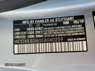2019 Mercedes-Benz S-Class S 560 with VIN WDDXK8DB0KA040259, listed as a Copart auction lot 88785385 with 51,089 mi miles and Non Repairable. Bid and sale history available at carsss.com. Image 13.