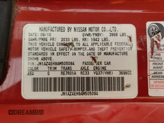 2010 Nissan 370Z Touring with VIN JN1AZ4EH9AM505094, listed as a Copart auction lot 51652215 with 108,268 mi miles and Salvage Title. Bid and sale history available at carsss.com. Image 12.
