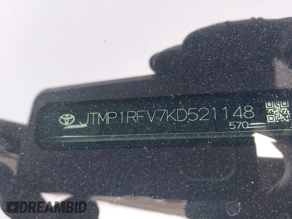 2019 Toyota RAV4 XLE with VIN JTMP1RFV7KD521148, listed as a IAAI auction lot 41884793 with 19,590 mi miles. Bid and sale history available at carsss.com. Image 9.
