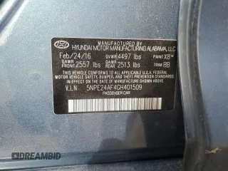 2016 Hyundai Sonata 2.4L with VIN 5NPE24AF4GH401509, listed as a Copart auction lot 44973315 with 139,952 mi miles and Salvage Title. Bid and sale history available at carsss.com. Image 14.