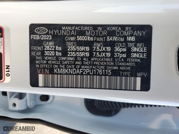 2023 Hyundai IONIQ 5 SEL with VIN KM8KNDAF2PU176115, listed as a Copart auction lot 87052844 with 9670 miles and Salvage Title. Bid and sale history available at carsss.com. Image 12.