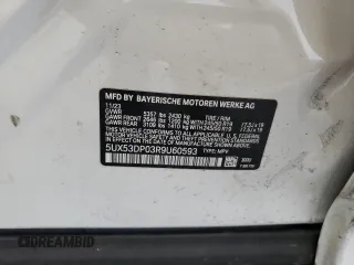 2024 BMW X3 xDrive30i z VIN 5UX53DP03R9U60593, wystawiony jako Copart lot #59640094 z przebiegiem Nie podano mil oraz Szkody całkowita. Historia ofert i sprzedaży dostępna na DreamBid. Obrazek 13.