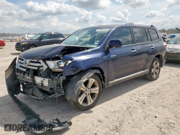 2012 Toyota Highlander Limited with VIN 5TDYK3EH3CS050227, listed as a Copart auction lot 58998135 with 216,701 mi miles and Salvage title. Bid and sale history available at DreamBid. Image 1.