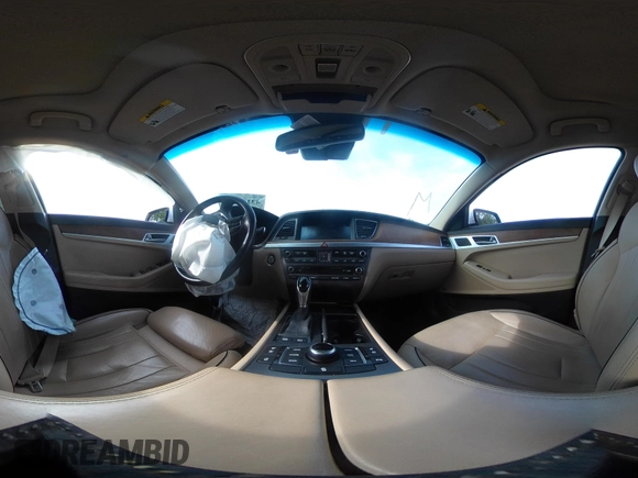 2015 Hyundai Genesis 3.8L with VIN KMHGN4JE0FU055255, listed as a IAAI auction lot 42123154 with 48,130 mi miles and . Bid and sale history available at DreamBid. Image 19.
