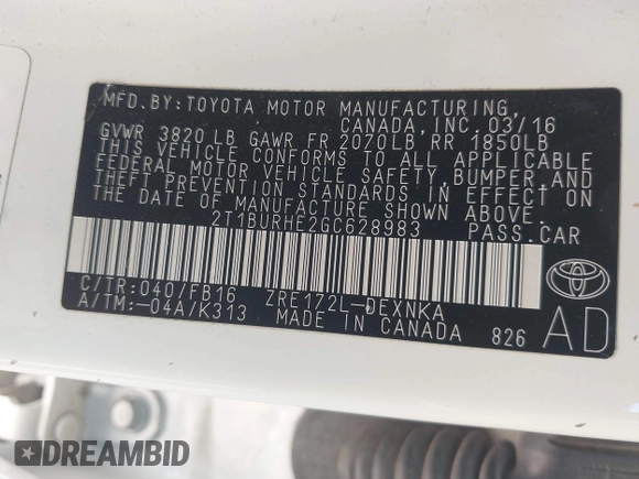 2016 Toyota Corolla L с VIN 2T1BURHE2GC628983, выставлен на аукционе IAAI как лот 42214895 с пробегом 110 820 миль миль и . История ставок и продаж доступна на DreamBid. Изображение 9.