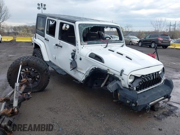 2015 Jeep Wrangler Unlimited Sahara with VIN 1C4BJWEG5FL518191, listed as a IAAI auction lot 41914581 with 107,433 mi miles. Bid and sale history available at carsss.com. Image 1.