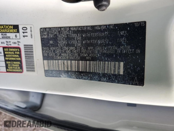 2015 Toyota Sienna LE AAS with VIN 5TDKK3DC9FS665350, listed as a Copart auction lot 49748705 with 107,498 mi miles and Salvage Title. Bid and sale history available at DreamBid. Image 13.