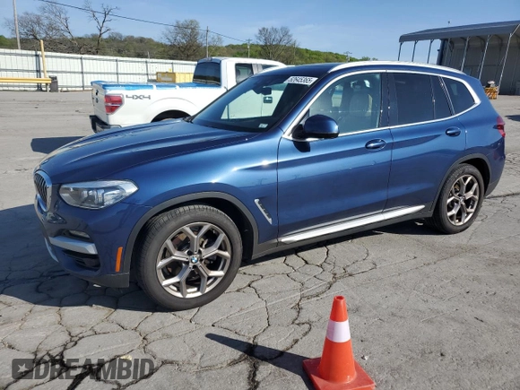 2021 BMW X3 xDrive30i with VIN 5UXTY5C09M9H50725, listed as a Copart auction lot 52645365 with 27,652 mi miles and Salvage Title. Bid and sale history available at DreamBid. Image 1.