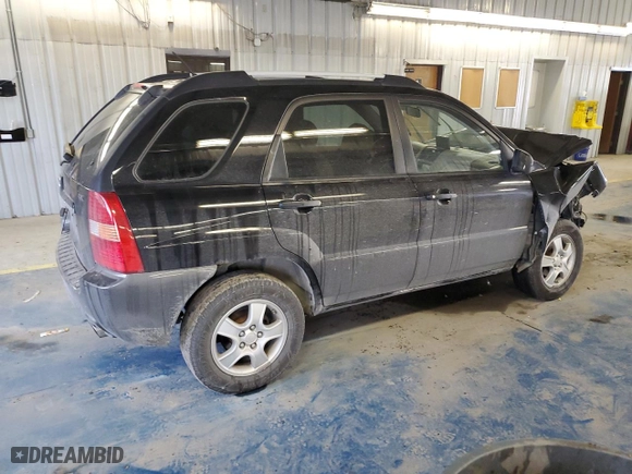 2008 Kia Sportage LX with VIN KNDJF724387504296, listed as a Copart auction lot 46443765 with 0 mi miles and Salvage Title. Bid and sale history available at carsss.com. Image 3.