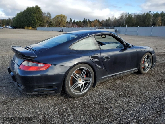 2007 Porsche 911 Turbo with VIN WP0AD29977S785458, listed as a Copart auction lot 78957064 with 108,780 mi miles and Clean Title. Bid and sale history available at carsss.com. Image 3.