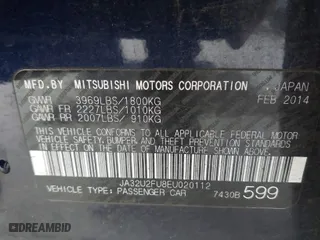 2014 Mitsubishi Lancer ES with VIN JA32U2FU8EU020112, listed as a IAAI auction lot 41990121 with 123,892 mi miles. Bid and sale history available at carsss.com. Image 9.