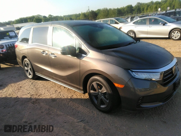 2022 Honda Odyssey EX with VIN 5FNRL6H59NB019950, listed as a IAAI auction lot 42070655 with 24,863 mi miles and . Bid and sale history available at DreamBid. Image 1.