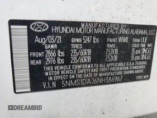 2022 Hyundai Santa Fe SE with VIN 5NMS1DAJ6NH386967, listed as a Copart auction lot 62485124 with 27,442 mi miles and Salvage Title. Bid and sale history available at DreamBid. Image 15.