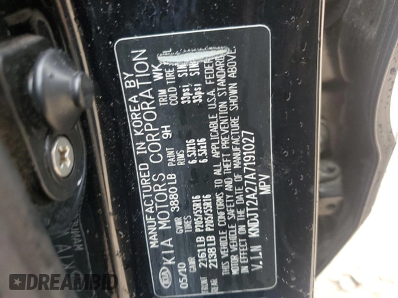 2010 Kia Soul + with VIN KNDJT2A27A7191027, listed as a Copart auction lot 50531714 with 129,680 mi miles and Salvage Title. Bid and sale history available at DreamBid. Image 14.