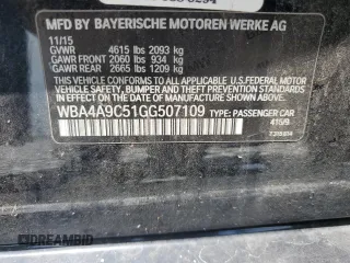 2016 BMW 4 Series 428i with VIN WBA4A9C51GG507109, listed as a Copart auction lot 61781215 with 126,940 mi miles and Salvage title. Bid and sale history available at DreamBid. Image 12.