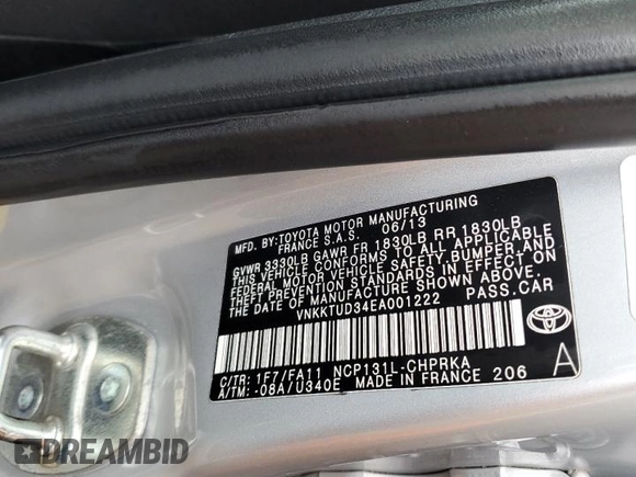 2014 Toyota Yaris L with VIN VNKKTUD34EA001222, listed as a Copart auction lot 79312664 with 101,714 mi miles and Salvage Title. Bid and sale history available at carsss.com. Image 12.