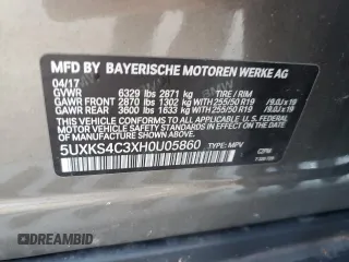 2017 BMW X5 xDrive35d with VIN 5UXKS4C3XH0U05860, listed as a Copart auction lot 79239594 with 69,178 mi miles and Salvage Title. Bid and sale history available at carsss.com. Image 13.