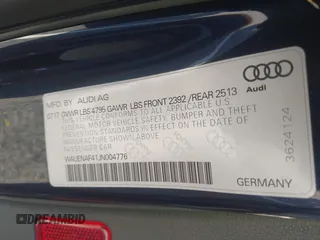 2018 Audi A4 Premium Plus z VIN WAUENAF41JN004776, wystawiony jako IAAI lot #41410230 z przebiegiem Nie podano mil oraz . Historia ofert i sprzedaży dostępna na DreamBid. Obrazek 9.