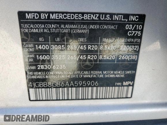 2010 Mercedes-Benz M 350 z VIN 4JGBB8GB6AA595906, wystawiony jako Copart lot #83924074 z przebiegiem 256 717 mil mil oraz Szkoda całkowita • Salvage title. Historia ofert i sprzedaży dostępna na DreamBid. Obrazek 13.