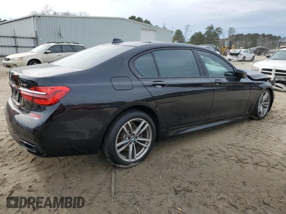 2017 BMW 7 Series 740i with VIN WBA7E2C50HG739520, listed as a Copart auction lot 88144025 with 0 mi miles and Salvage Title. Bid and sale history available at carsss.com. Image 3.
