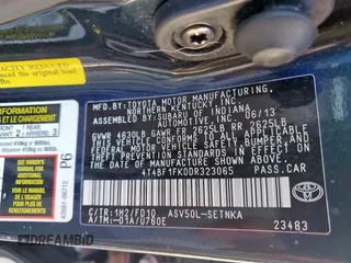 2013 Toyota Camry L with VIN 4T4BF1FK0DR323065, listed as a Copart auction lot 48372315 with 55,682 mi miles and Clean Title. Bid and sale history available at carsss.com. Image 12.