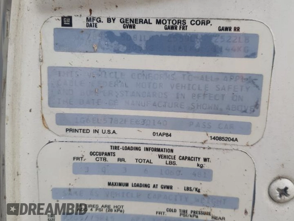 1985 Cadillac Eldorado z VIN 1G6EL5782FE630140, wystawiony jako Copart lot #76367454 z przebiegiem 29 850 mil mil oraz Szkody całkowita. Historia ofert i sprzedaży dostępna na DreamBid. Obrazek 12.
