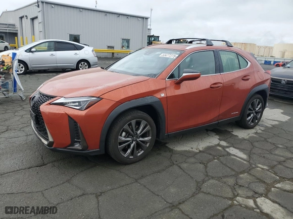 2020 Lexus UX with VIN JTHR9JBH1L2026913, listed as a Copart auction lot 53477275 with 56,518 mi miles and Salvage Title. Bid and sale history available at carsss.com. Image 1.