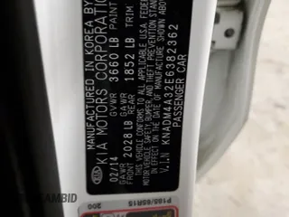 2014 Kia Rio LX with VIN KNADM4A32E6382362, listed as a Copart auction lot 46635005 with 126,907 mi miles and Salvage Title. Bid and sale history available at DreamBid. Image 12.
