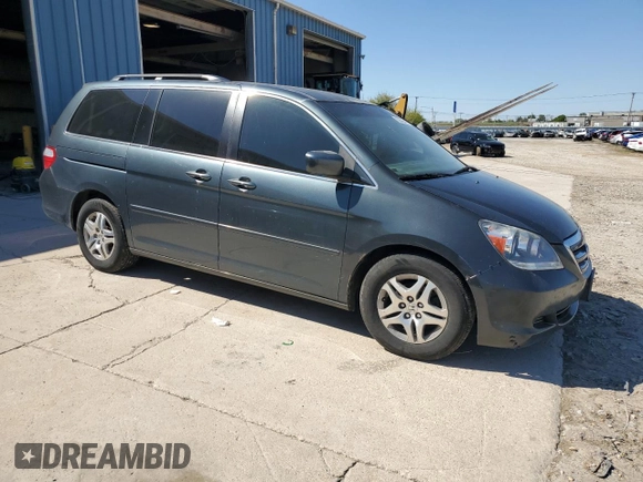 2005 Honda Odyssey EX z VIN 5FNRL38455B400474, wystawiony jako Copart lot #55845445 z przebiegiem Nie podano mil oraz Czysty tytuł • Clean title. Historia ofert i sprzedaży dostępna na DreamBid. Obrazek 4.