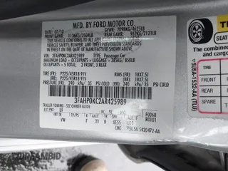 2010 Ford Fusion SPORT with VIN 3FAHP0KC2AR425989, listed as a IAAI auction lot 42041613 with 64,411 mi miles. Bid and sale history available at carsss.com. Image 9.