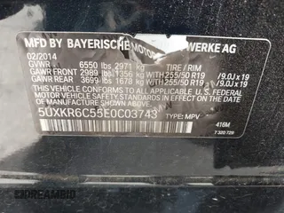 2014 BMW X5 xDrive50i with VIN 5UXKR6C55E0C03743, listed as a IAAI auction lot 42268302 with 118,892 mi miles and . Bid and sale history available at DreamBid. Image 9.