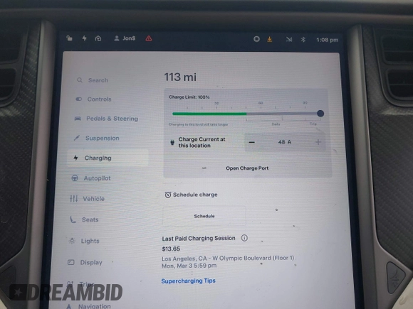 2018 Tesla Model X 75D with VIN 5YJXCBE25JF117801, listed as a IAAI auction lot 41798116 with 95,253 mi miles. Bid and sale history available at carsss.com. Image 17.
