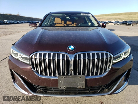 2020 BMW 7 Series with VIN WBA7W4C06LBM70555, listed as a Copart auction lot 52126455 with 37,375 mi miles and Salvage title. Bid and sale history available at DreamBid. Image 5.