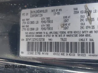 2000 Dodge 1500 with VIN 3B7HF13Z3YG153738, listed as a IAAI auction lot 41665376 with 149,025 mi miles and . Bid and sale history available at DreamBid. Image 9.