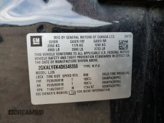 2013 GMC Terrain Denali z VIN 2GKALYEK4D6345358, wystawiony jako Copart lot #56668005 z przebiegiem 183 228 mil mil oraz Szkoda całkowita • Salvage title. Historia ofert i sprzedaży dostępna na DreamBid. Obrazek 12.