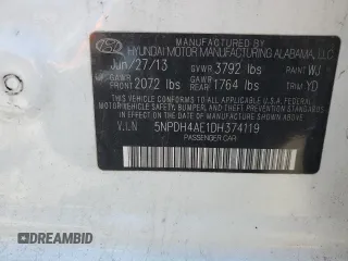2013 Hyundai Elantra GLS z VIN 5NPDH4AE1DH374119, wystawiony jako Copart lot #56382775 z przebiegiem 118 116 mil mil oraz Szkoda całkowita • Salvage title. Historia ofert i sprzedaży dostępna na DreamBid. Obrazek 12.