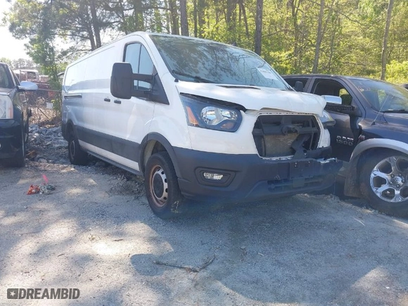 2021 Ford Transit Cargo Van with VIN 1FTBR1Y88MKA76509, listed as a IAAI auction lot 42005100 with 34,029 mi miles. Bid and sale history available at carsss.com. Image 1.
