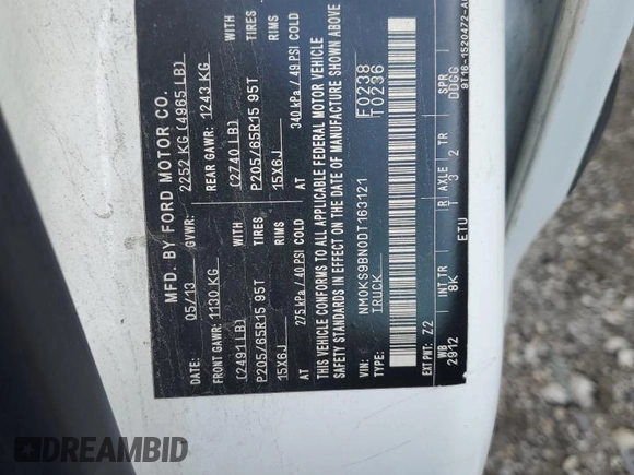 2013 Ford Transit Connect XLT with VIN NM0KS9BN0DT163121, listed as a Copart auction lot 57207704 with 150,042 mi miles and Clean title. Bid and sale history available at DreamBid. Image 14.