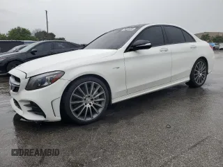 2019 Mercedes-Benz C 43 AMG with VIN 55SWF6EBXKU301576, listed as a Copart auction lot 56578005 with 98,509 mi miles and Salvage title. Bid and sale history available at DreamBid. Image 1.