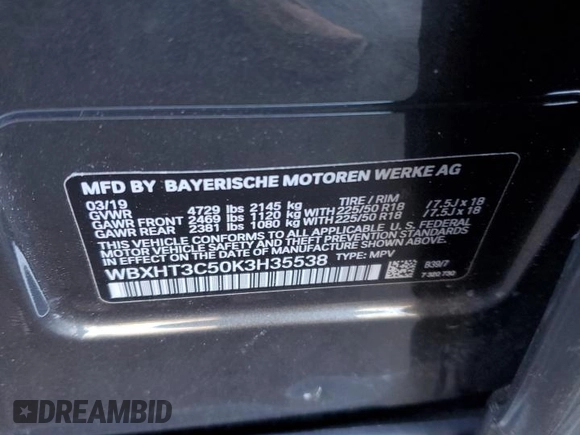 2019 BMW X1 xDrive28i with VIN WBXHT3C50K3H35538, listed as a Copart auction lot 70726232 with 27,847 mi miles. Bid and sale history available at carsss.com. Image 14.