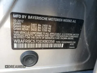 2013 BMW 5 Series 550i with VIN WBAFR9C57DDX80358, listed as a Copart auction lot 47297995 with 120,158 mi miles and Clean Title. Bid and sale history available at carsss.com. Image 12.