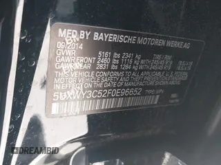 2015 BMW X3 xDrive28d with VIN 5UXWY3C52F0E96652, listed as a IAAI auction lot 41895140 with 57,131 mi miles. Bid and sale history available at carsss.com. Image 9.