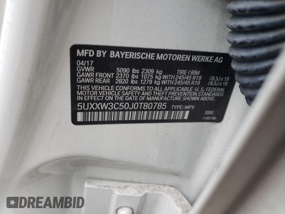 2018 BMW X4 xDrive28i with VIN 5UXXW3C50J0T80785, listed as a Copart auction lot 40866744 with 127,237 mi miles. Bid and sale history available at carsss.com. Image 13.