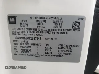 2012 GMC Acadia Denali with VIN 1GKKVTED7CJ317848, listed as a Copart auction lot 65222305 with 173,365 mi miles and Clean title. Bid and sale history available at DreamBid. Image 13.