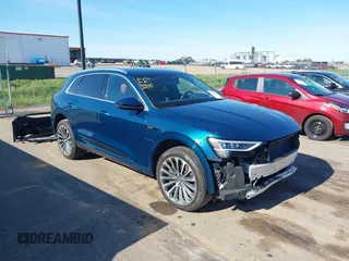 2019 Audi e-tron Prestige with VIN WA1VABGE0KB009718, listed as a IAAI auction lot 42336983 with 54,871 mi miles and . Bid and sale history available at DreamBid. Image 1.