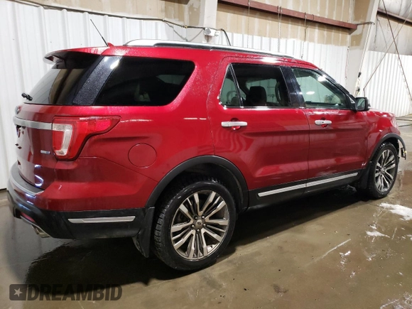 2018 Ford Explorer Platinum with VIN 1FM5K8HT1JGC85342, listed as a Copart auction lot 50576105 with 78,328 mi miles and Salvage Title. Bid and sale history available at carsss.com. Image 3.