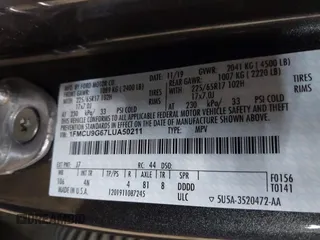 2020 Ford Escape SE with VIN 1FMCU9G67LUA50211, listed as a IAAI auction lot 42166974 with 30,524 mi miles and . Bid and sale history available at DreamBid. Image 9.