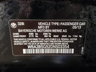 2013 BMW 3 Series 328i xDrive with VIN WBA3B5G52DNS03354, listed as a Copart auction lot 48067245 with 58,079 mi miles and Salvage Title. Bid and sale history available at carsss.com. Image 13.