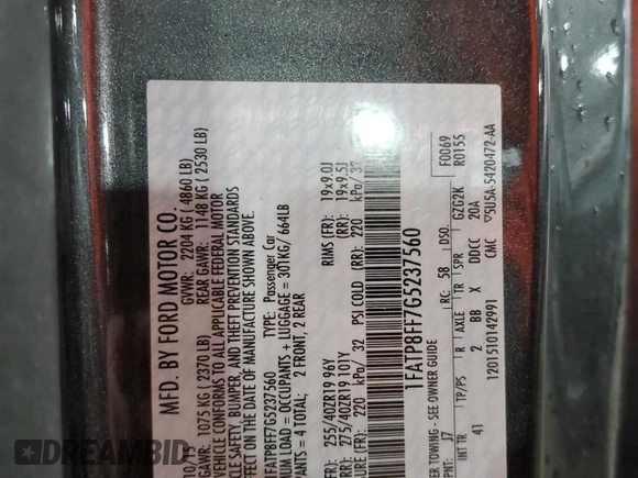 2016 Ford Mustang GT Premium z VIN 1FATP8FF7G5237560, wystawiony jako Copart lot #57983405 z przebiegiem 69 919 mil mil oraz Szkoda całkowita • Salvage title. Historia ofert i sprzedaży dostępna na DreamBid. Obrazek 13.