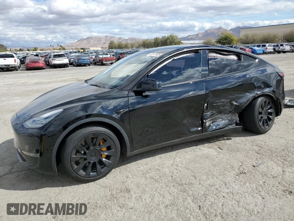 2021 Tesla Model Y Long Range with VIN 5YJYGDEEXMF188737, listed as a Copart auction lot 49117605 with 49,201 mi miles and Salvage Title. Bid and sale history available at DreamBid. Image 1.